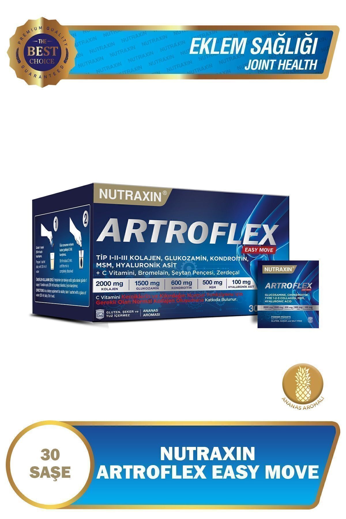 Artroflex Easy Move Saşe 30x6 gr - Glukozamin, Kondroitin, Msm, Bromelain, Kolajen, Bamya Çiçeği