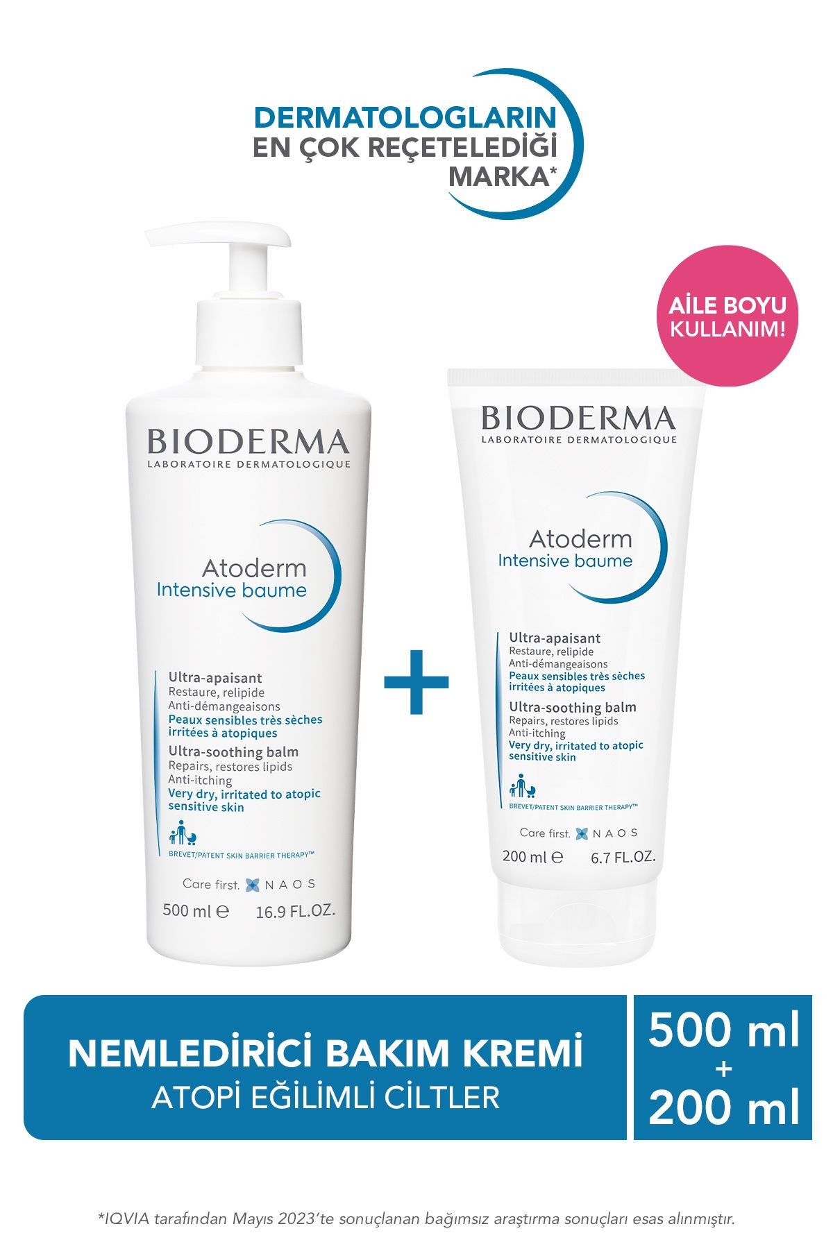 Atoderm Intensive Balm Atopi Eğilimli Cilt Nemlendirici Onarıcı Krem Ikili Avantajlı Set 500 & 200ml