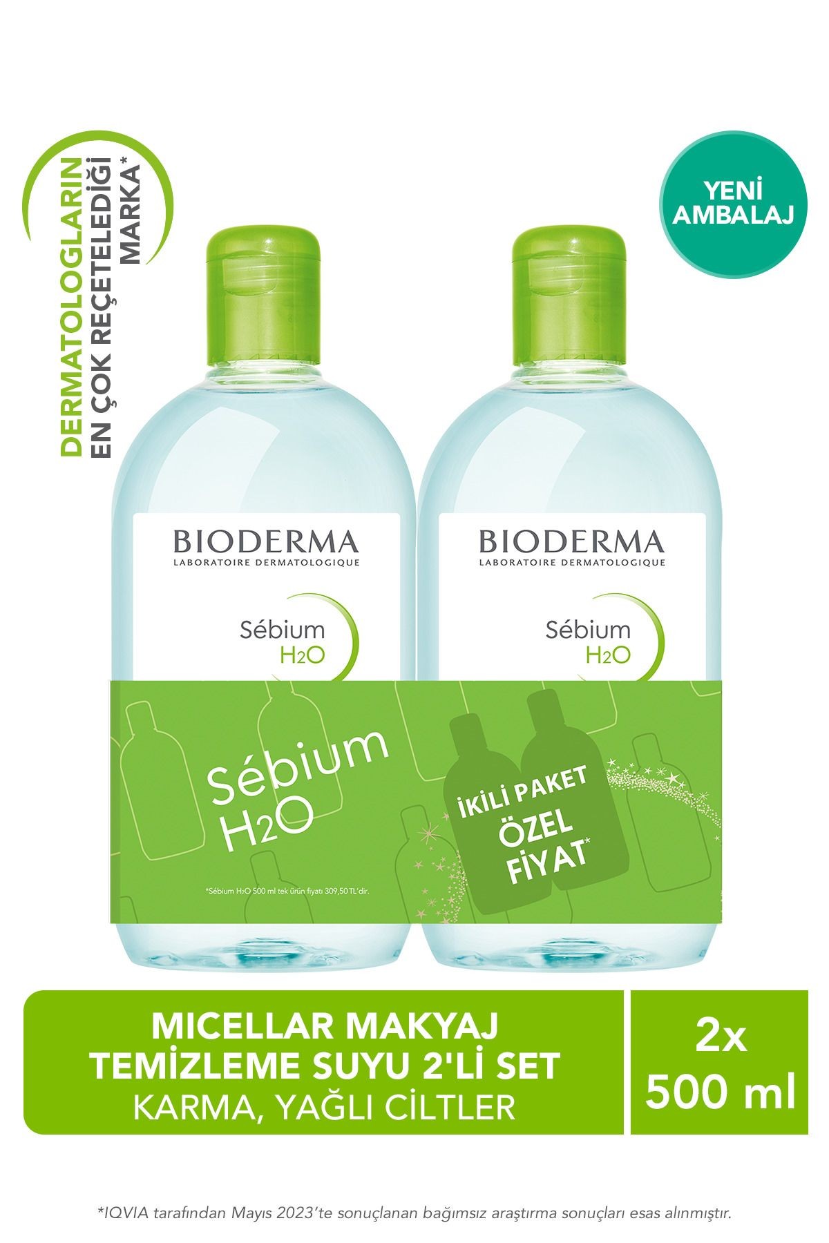 Sebium H2O Micellar Makyaj Temizleme Suyu 2'li Set Karma,Yağlı ve Akne Eğilimli Ciltler 500 ml