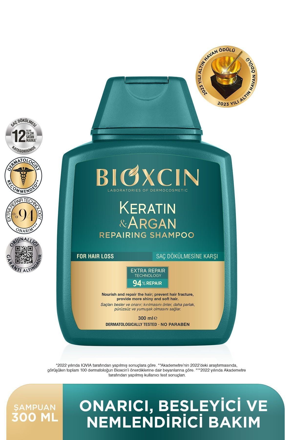 Keratin & Argan Onarıcı Bakım Şampuan 300 ml - Yıpranmış Ve Hassas Saçlar