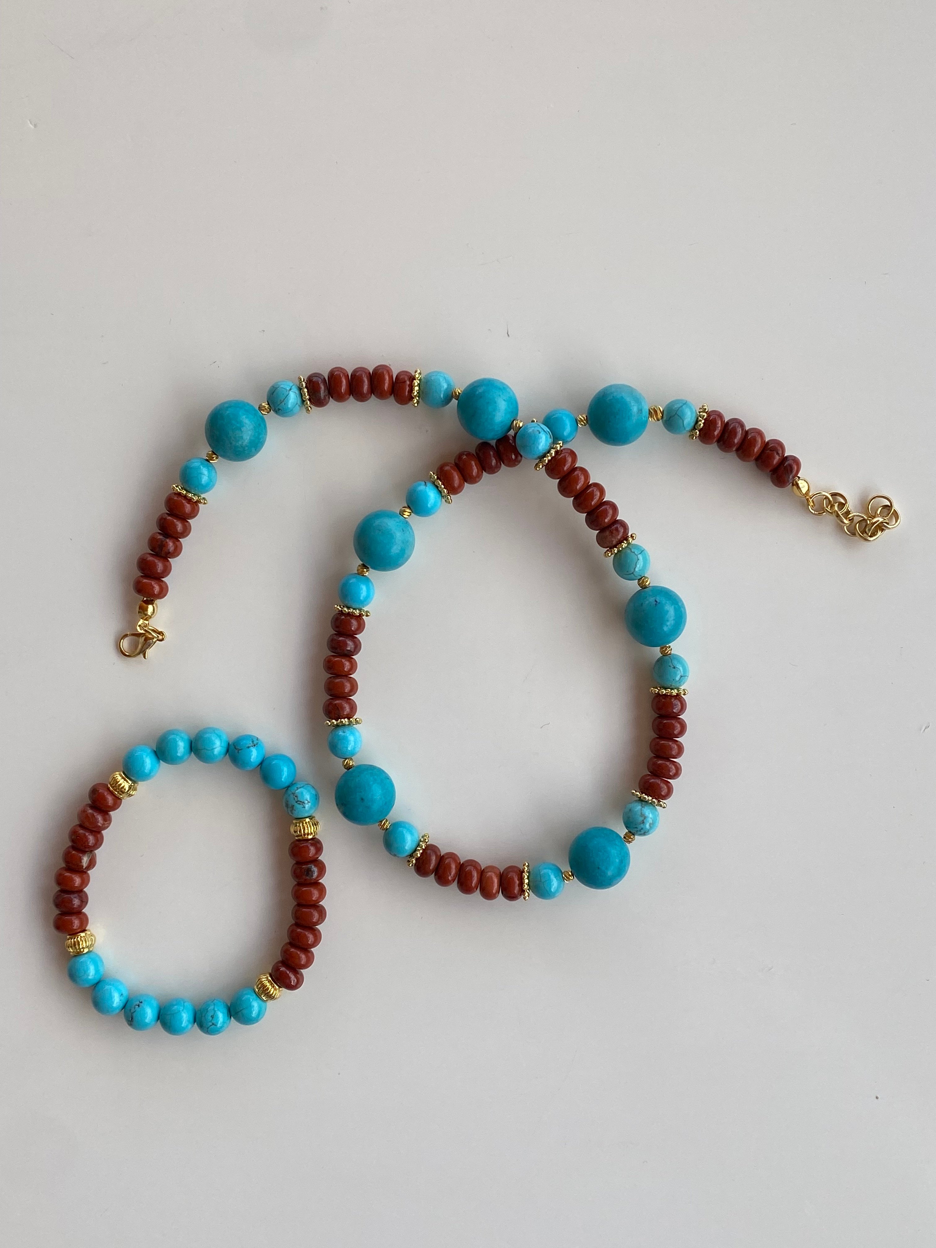 Jasper + Turkuaz (Firuze) Kolye ve Bileklik