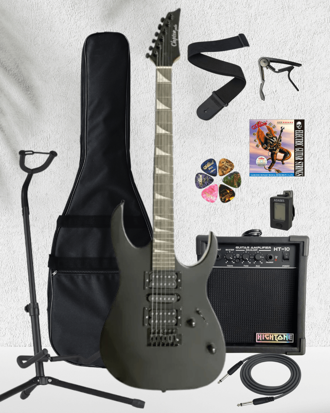 Clapton Eg-010 HSH Elektro Gitar Amfi FULL SET - Mat Siyah