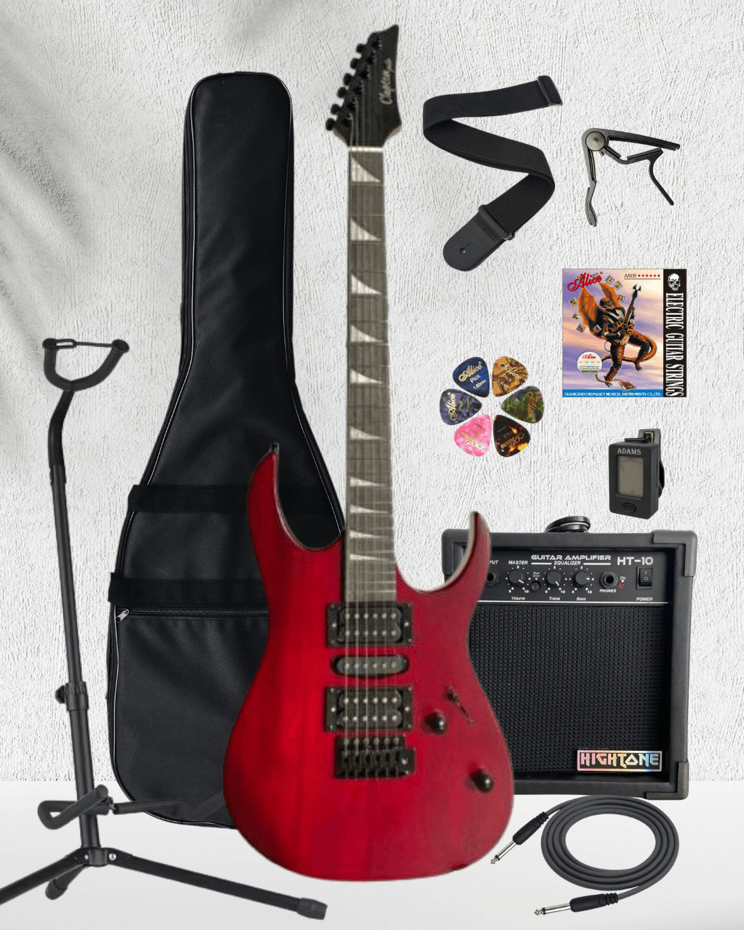 Clapton Eg-010 HSH Elektro Gitar Amfi FULL SET - Mat Kırmızı