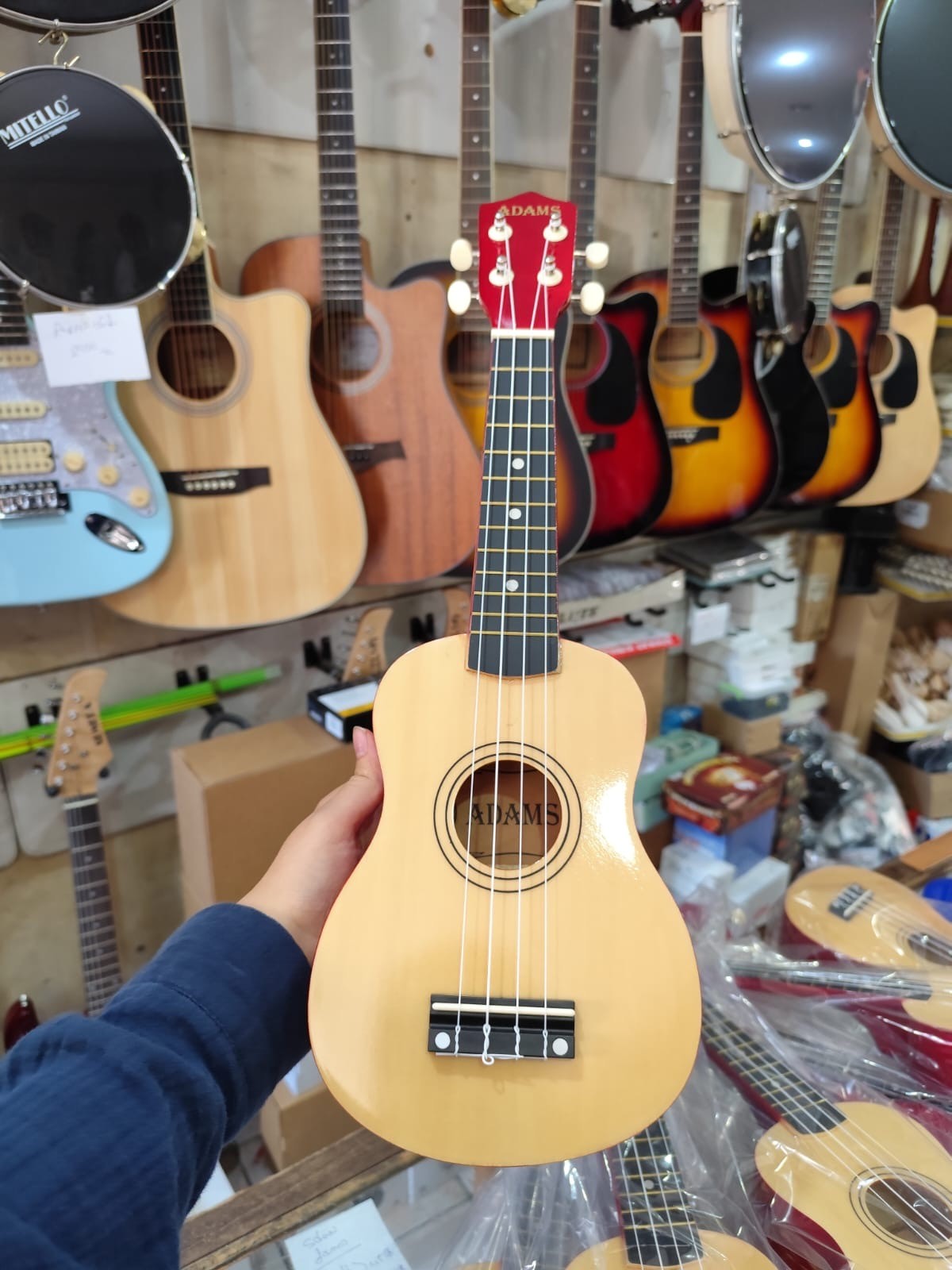 Soprano Ukulele Naturel/Kırmızı 4 Telli Çocuk Ukulele