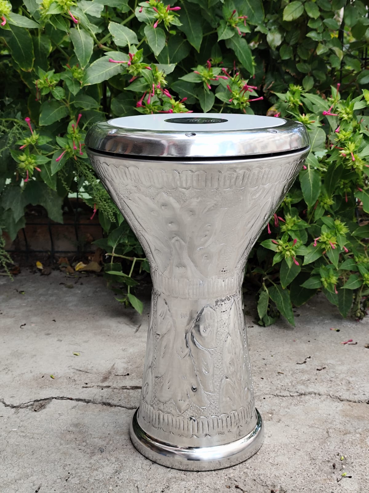 Salvador Profesyonel Desenli İşlemeli Mısır Darbuka Büyük Boy - Gümüş