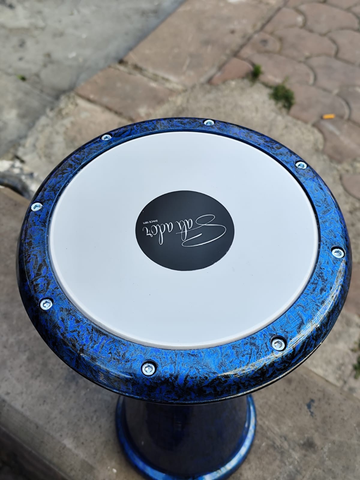 Profesyonel Marble Desen Mavi/Siyah Döküm Darbuka Büyük Boy Mısır Çömlek Darbuka