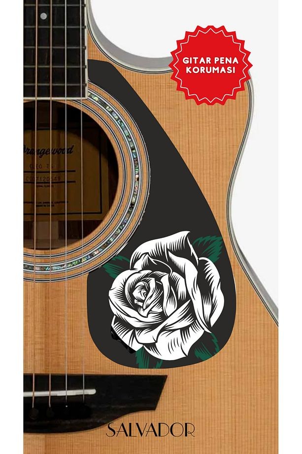 Pickguard Akustik Gitar Kendinden Yapışkanlı (Pena Korumalığı) - White Rose