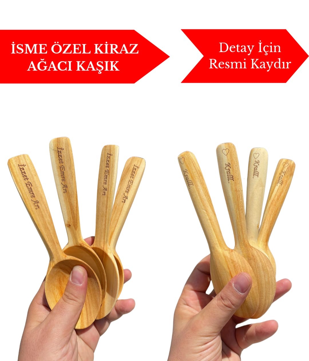 İsme Özel Ankara Kiraz Ağacı Kaşık (4 Adet)