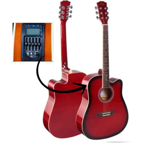 Sanchez Elektro Akustik Gitar 4/4 Kesik Kasa – Kırmızı