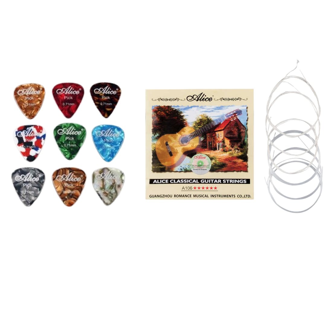 Alice A106 Gitar Teli Takımı + 9 Adet Sedefli Pena