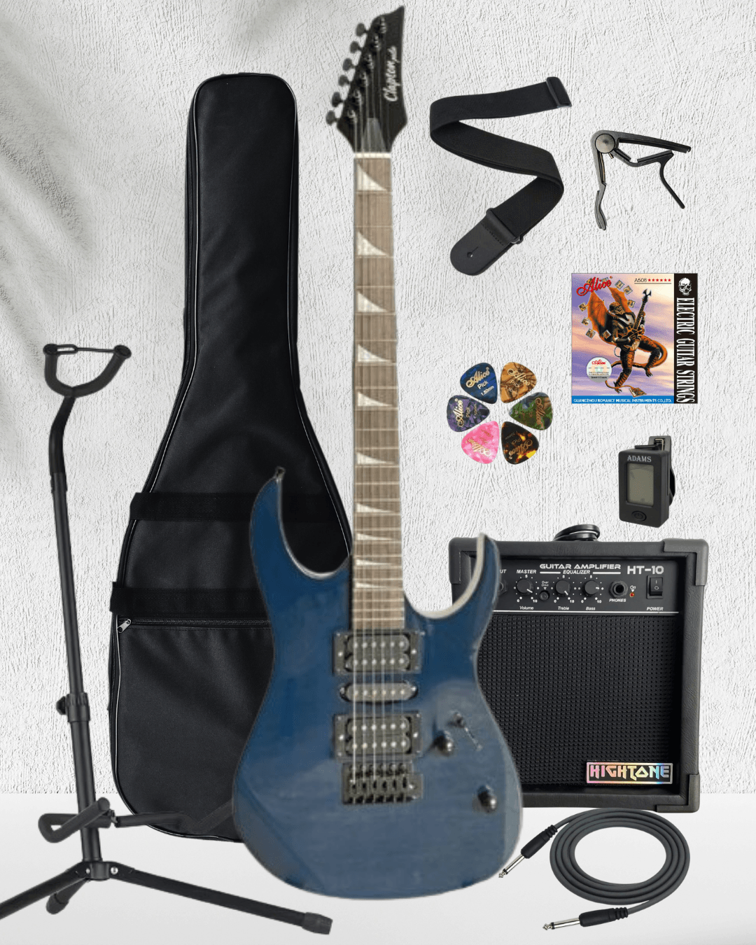 Clapton Eg-010 HSH Elektro Gitar Amfi FULL SET - Koyu Mavi