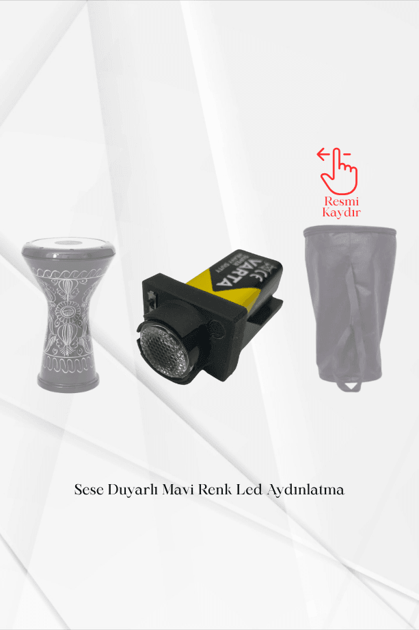 Ritme Duyarlı Mavi Işıklı Erzincan İşlemeli Döküm Darbuka (PİL HARİÇ) Kılıfı + Led Projektör