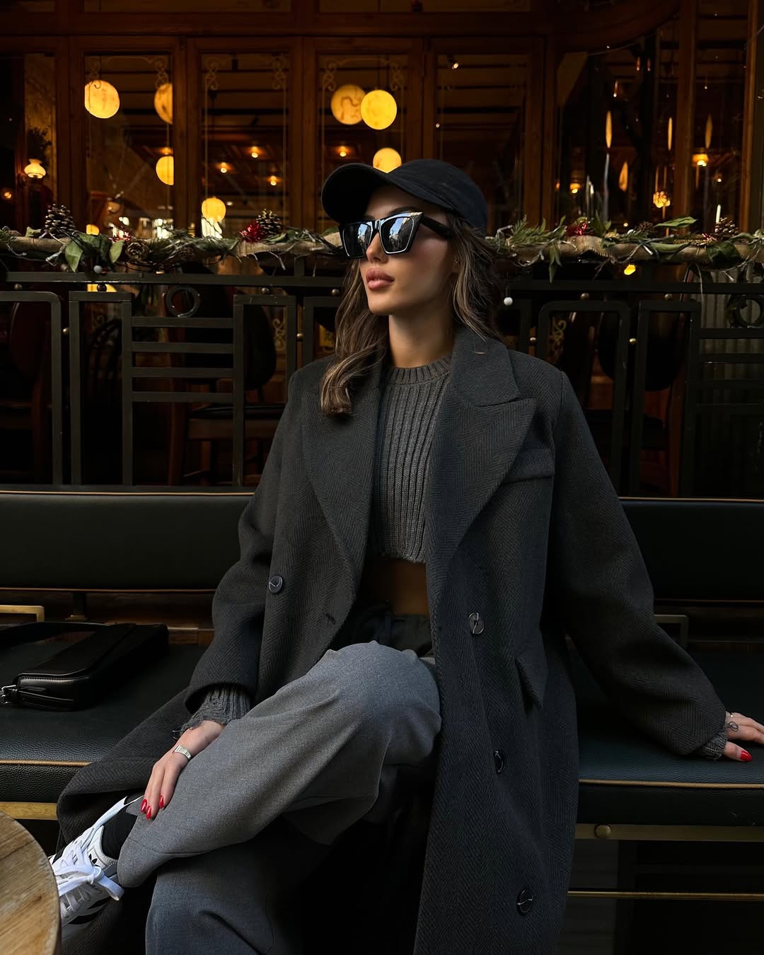 OVERSİZE SİYAH BALIKSIRTI MAXİ PİREMİUM KAŞE KABAN