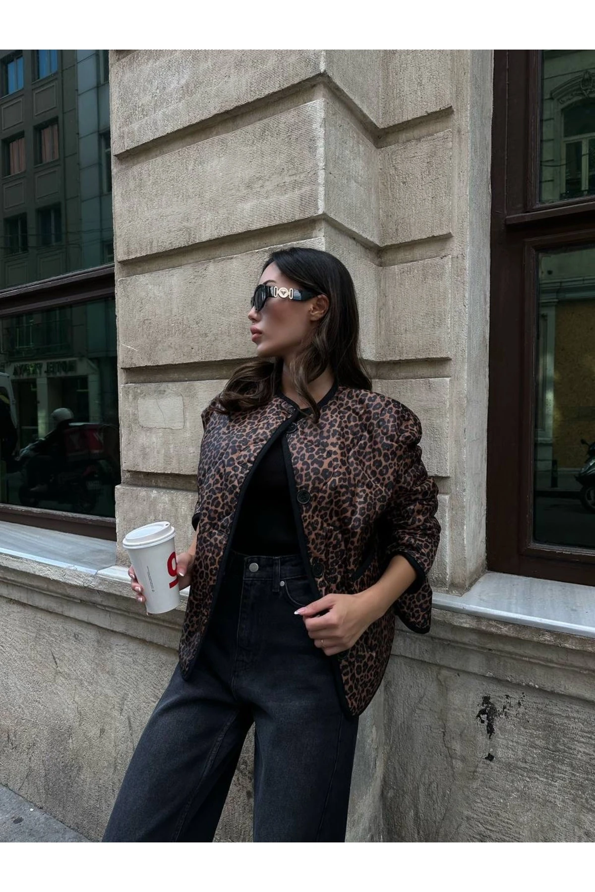 LEOPAR DESENLİ KAPİTONE CEKET