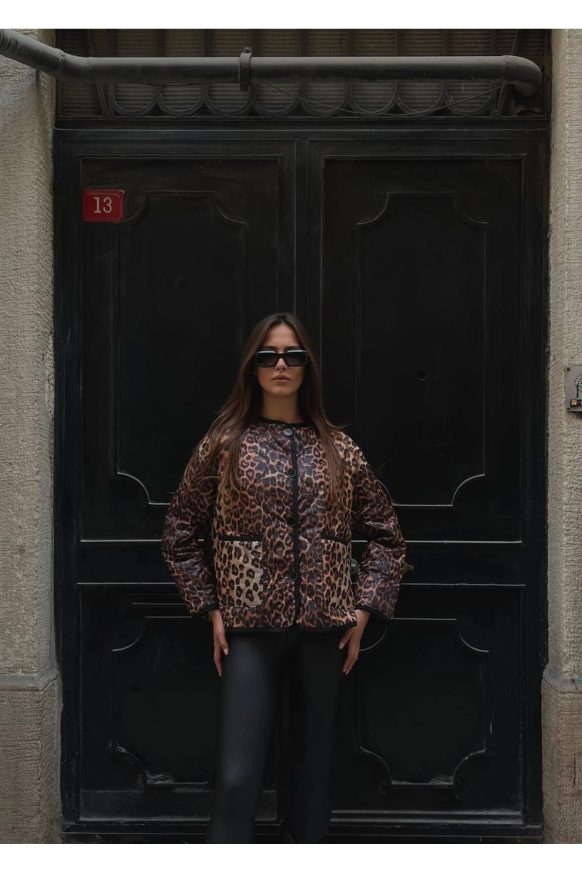 LEOPAR DESENLİ KAPİTONE CEKET