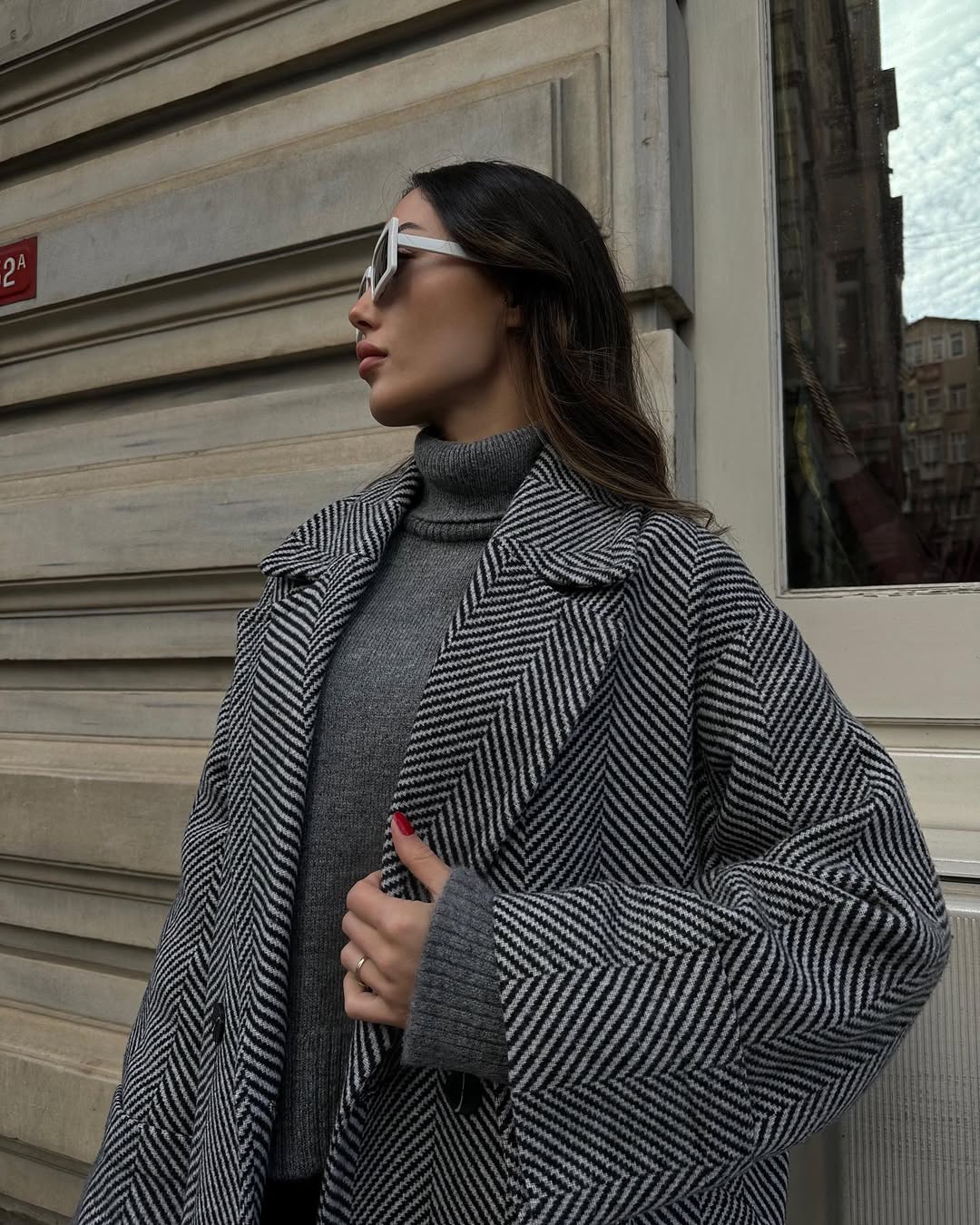 OVERSİZE BALIKSIRTI DÜĞMELİ RENE KABAN