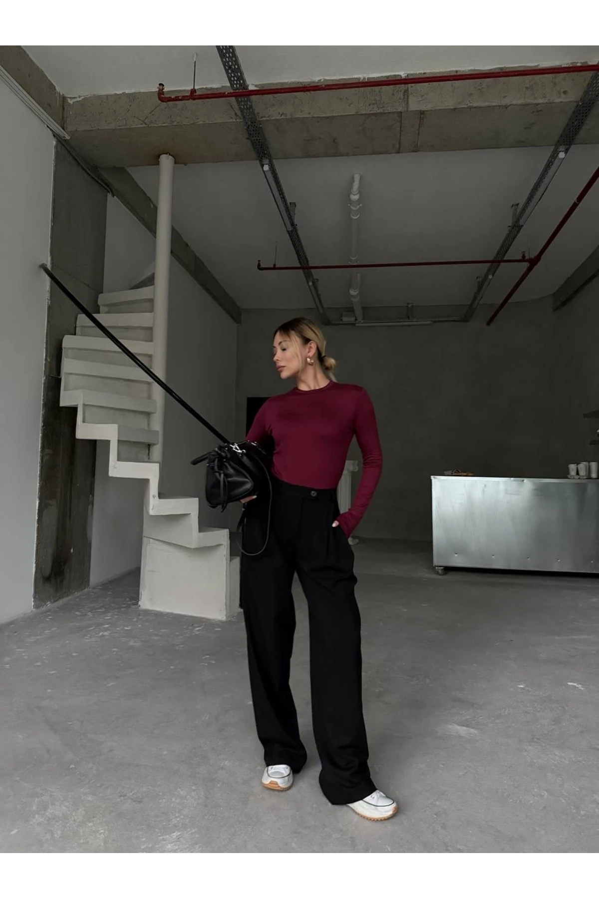 BORDO PAMUK PENYE BODY BLUZ