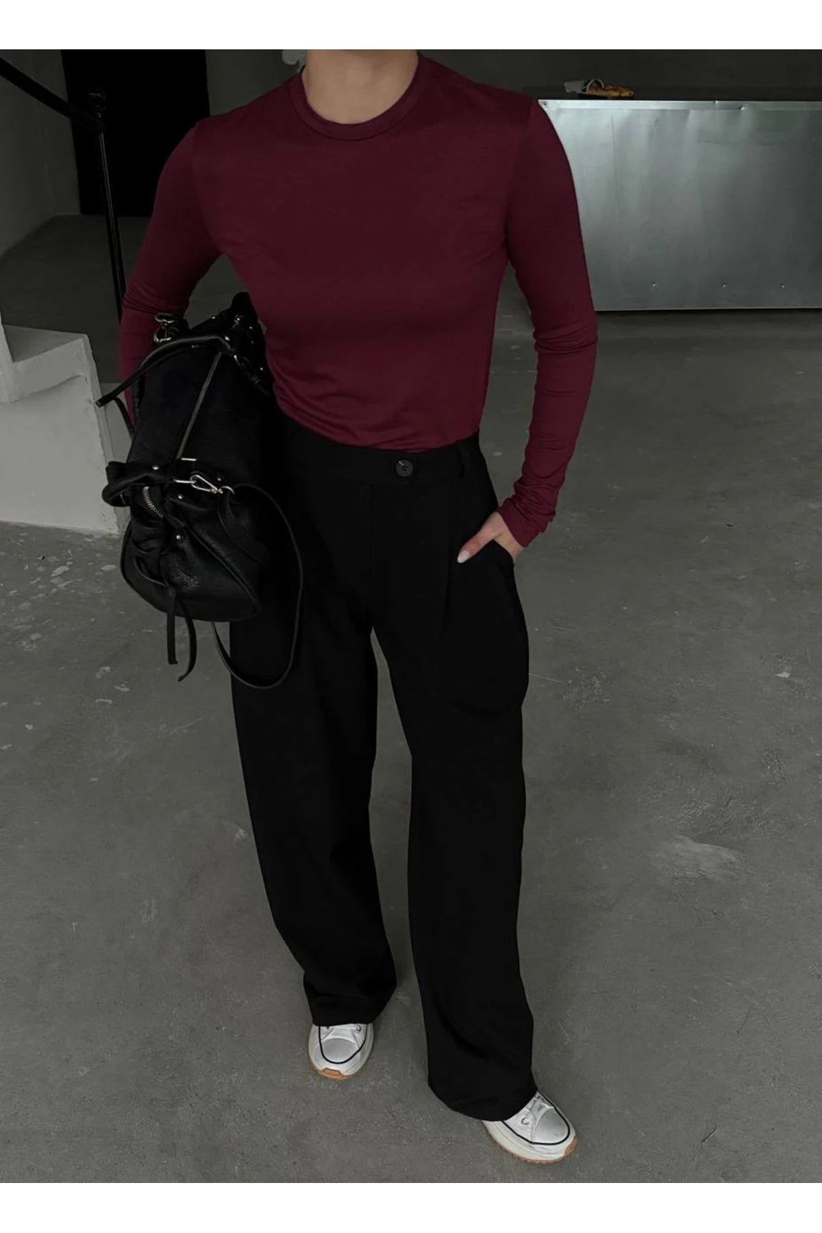 BORDO PAMUK PENYE BODY BLUZ