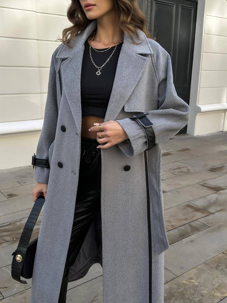 EKRU KOL DETAYLI DOKULU PREMİUM KABAN