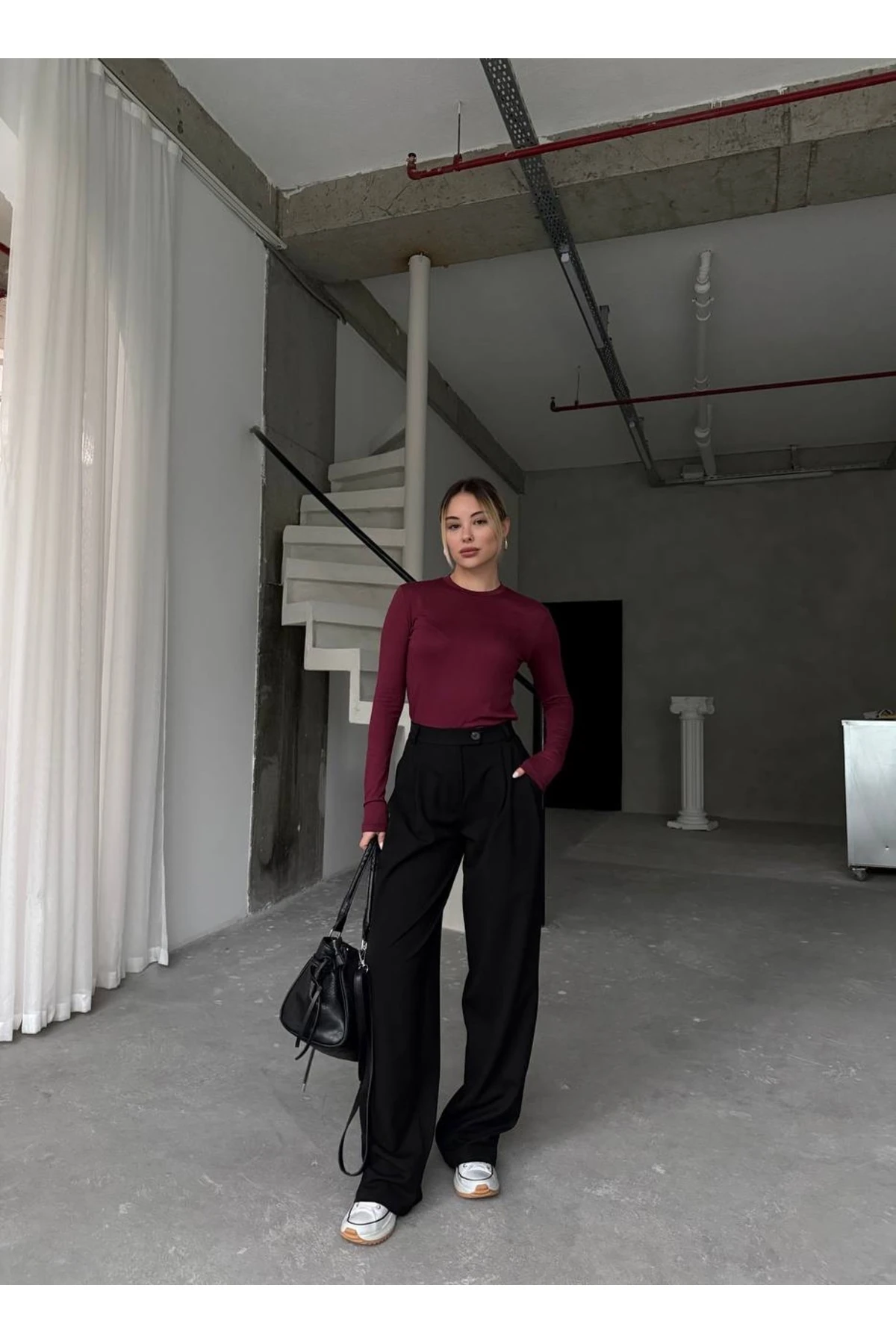 BORDO PAMUK PENYE BODY BLUZ