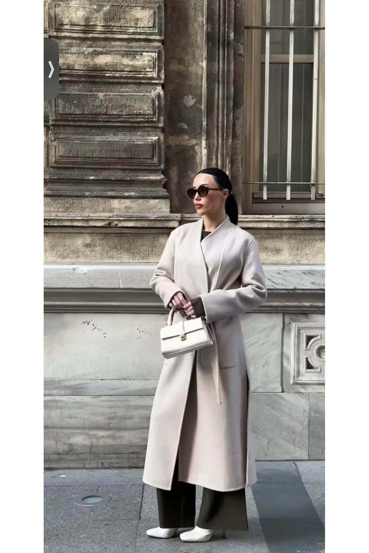 EKRU KUŞAKLI YÜN KABAN