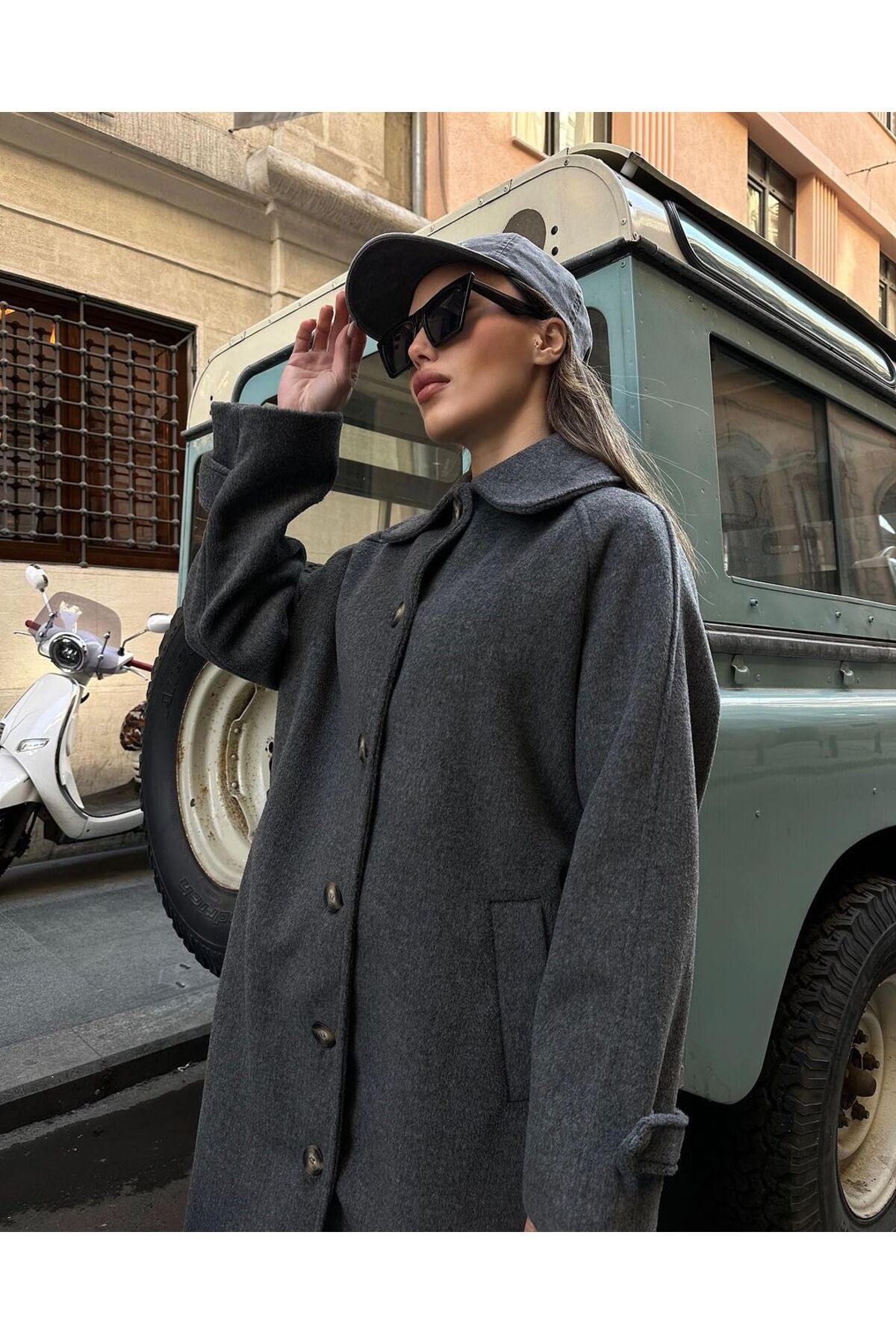 Kaşe Kaban Kuşaklı ( Oversize )