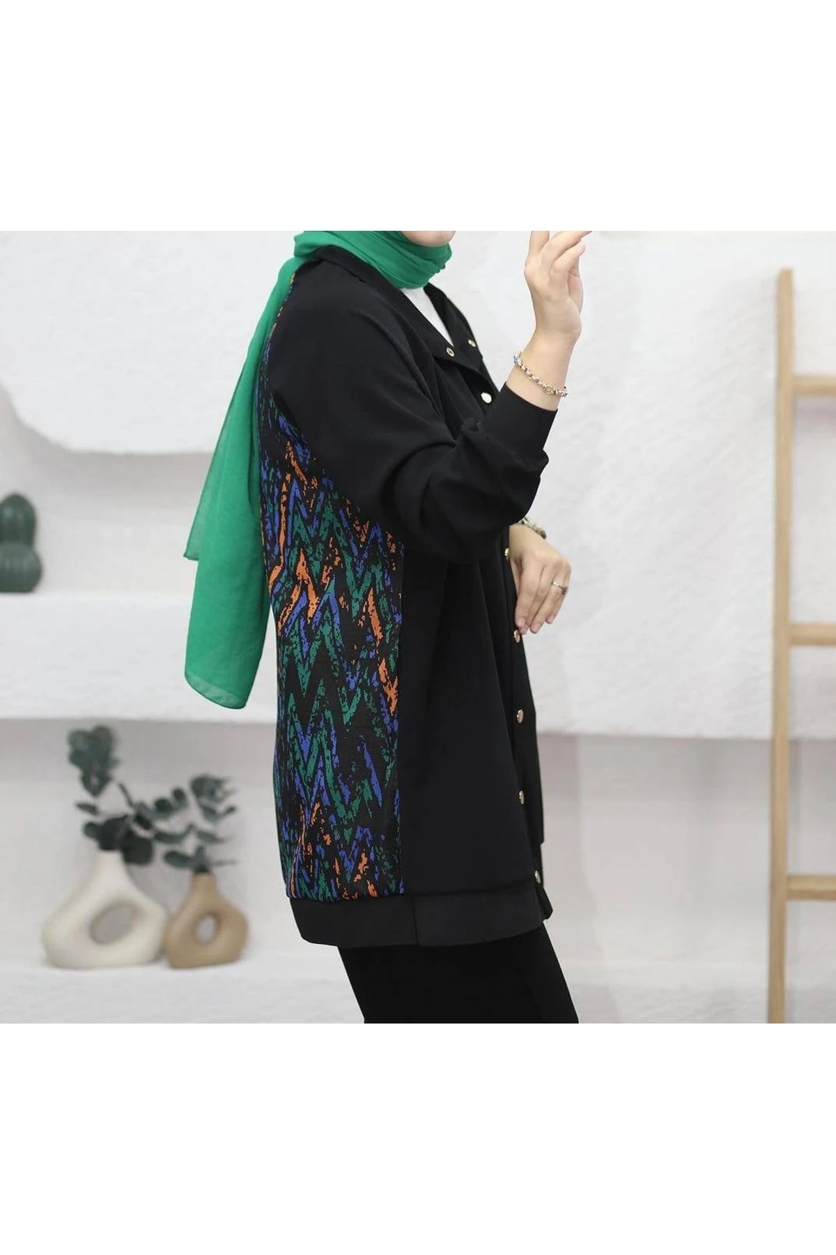 ETNİK DESEN DETAY SİYAH ALT-ÜST TAKIM