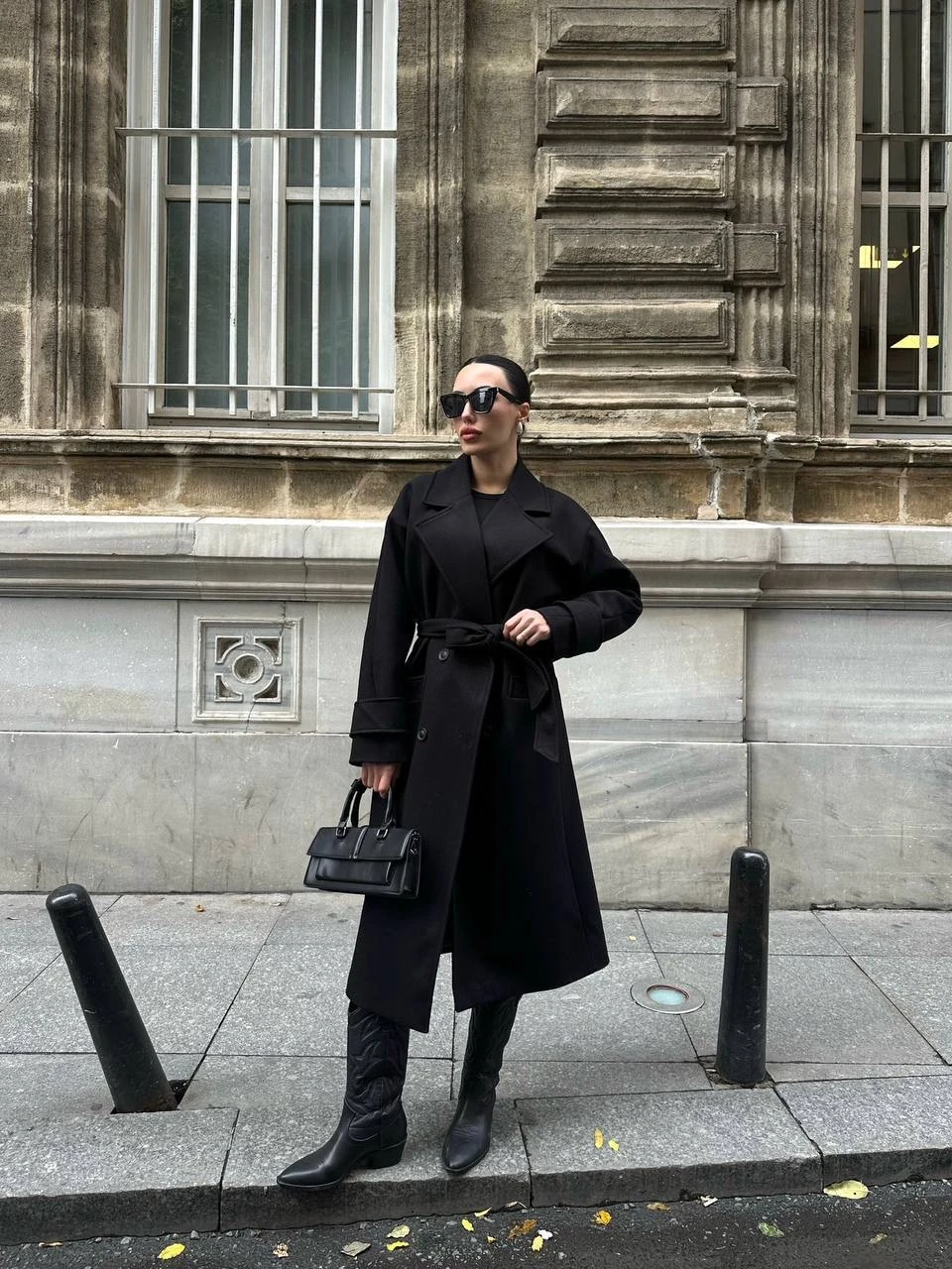 OVERSİZE KRUVAZE YAKA KUŞAKLI PREMİUM KABAN