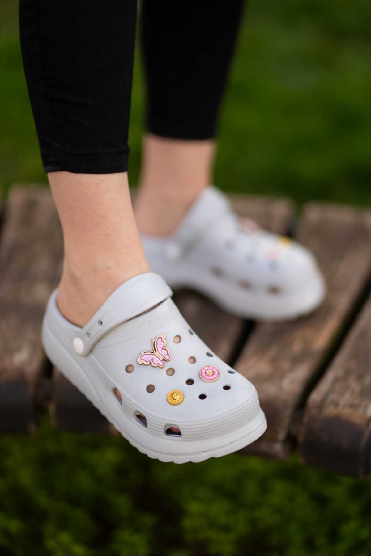 Gri Kadın Yüksek Tabanlı Sabo Taşlı Terlik Wsb0700