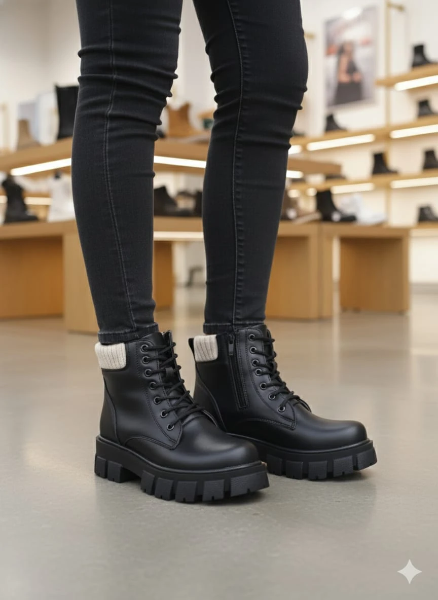 Kadın Siyah Su Geçirmez Triko Postal Bot WSB1160