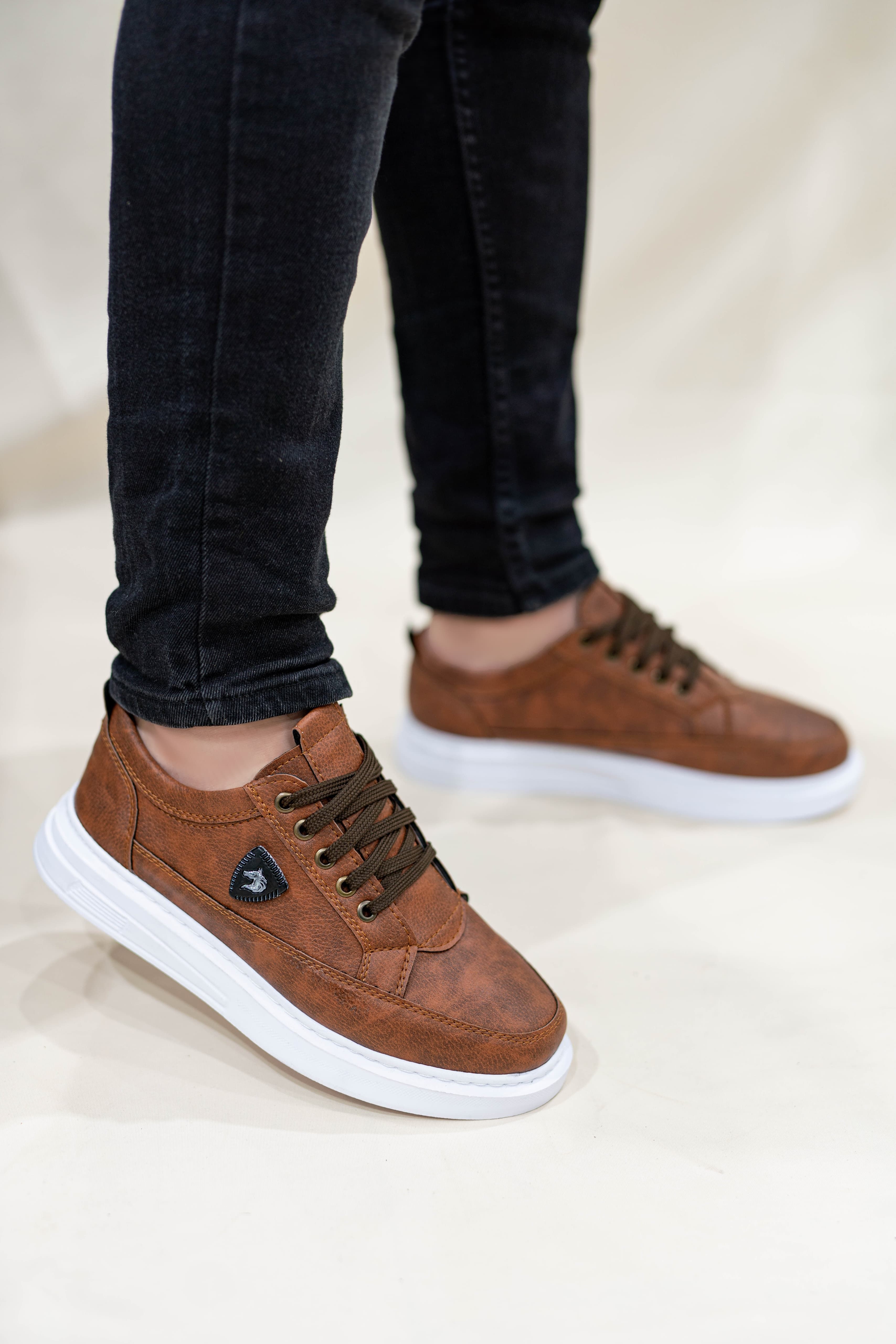 Kahverengi Erkek Amblemli Bağcıklı Günlük Casual Ayakkabı Sneaker Wsb4050