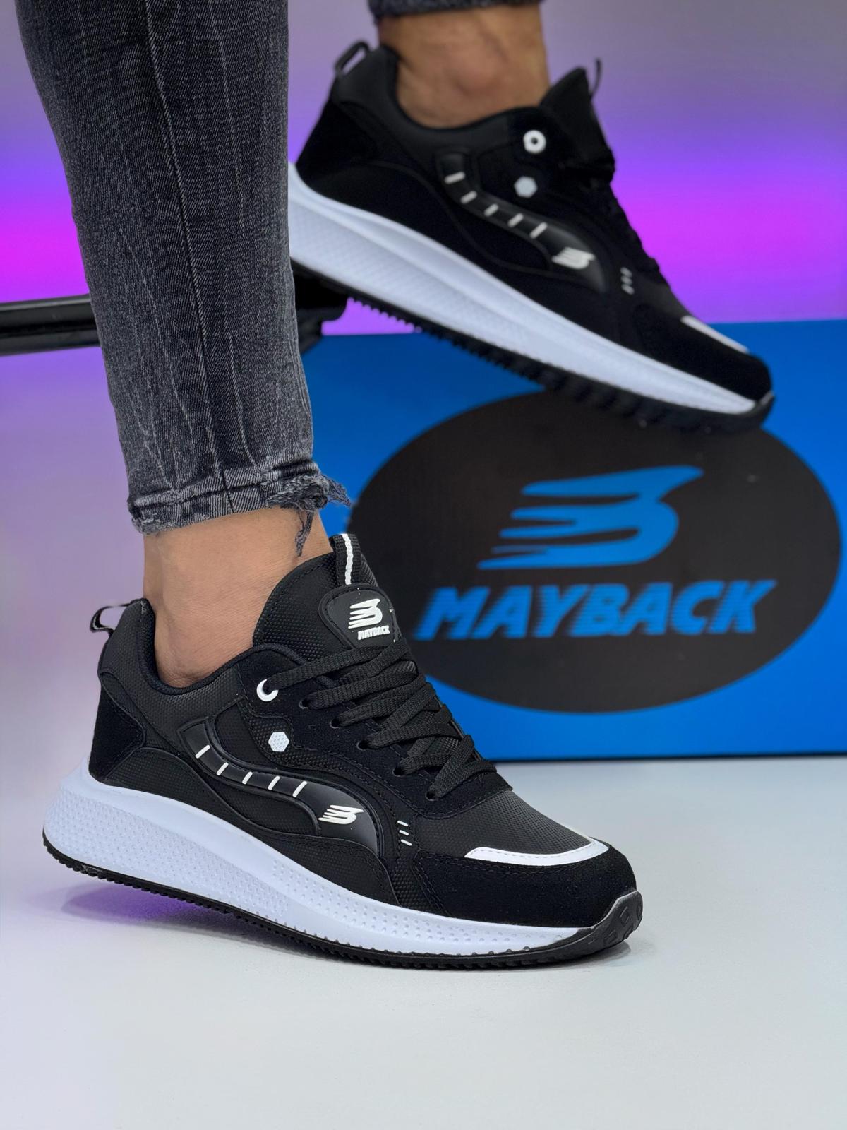 Erkek Siyah Beyaz Cilt Rahat Günlük Spor Ayakkabı WSB4126