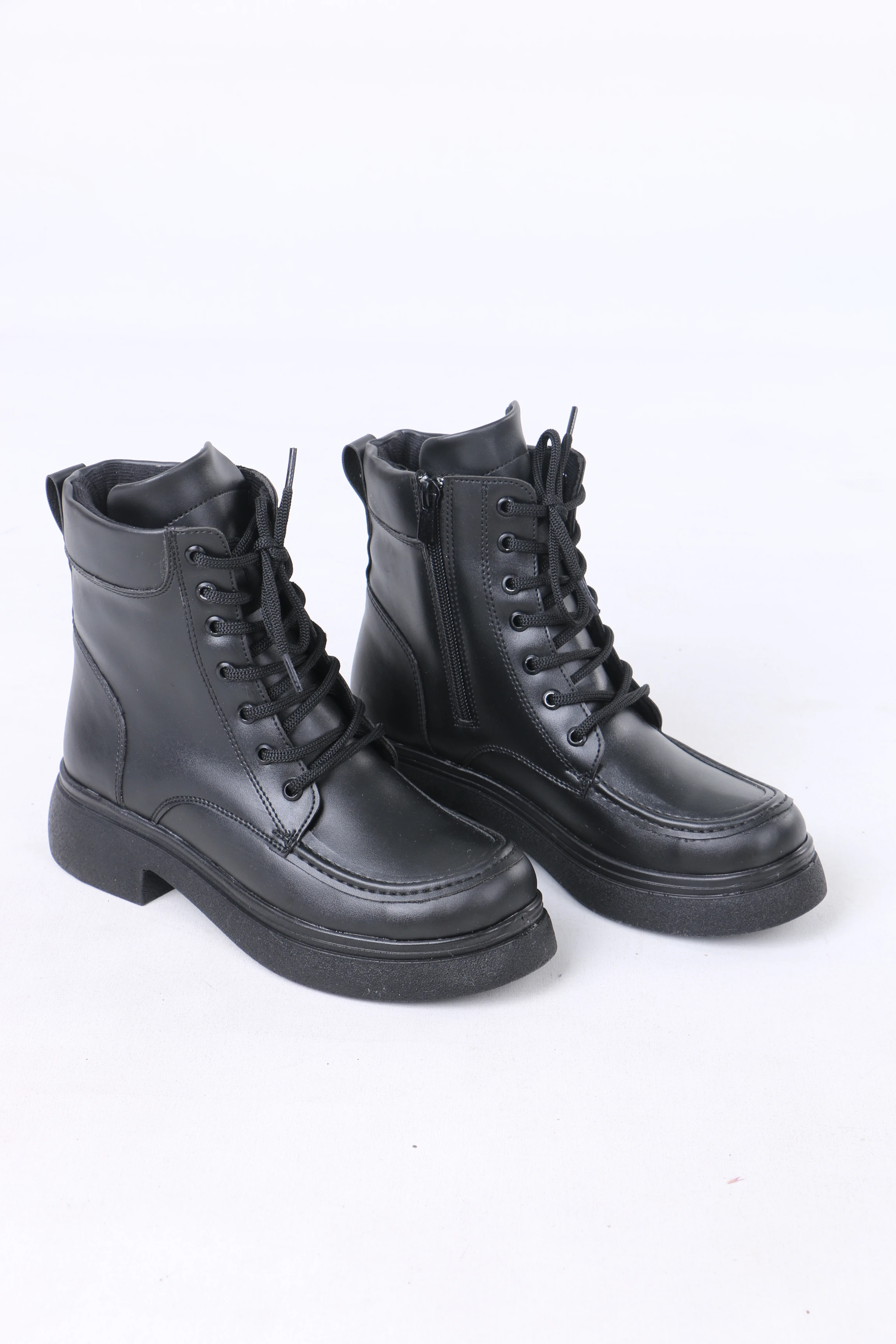 Kadın Siyah Düz Taban Uzun Postal Bot Bootie WSB1130