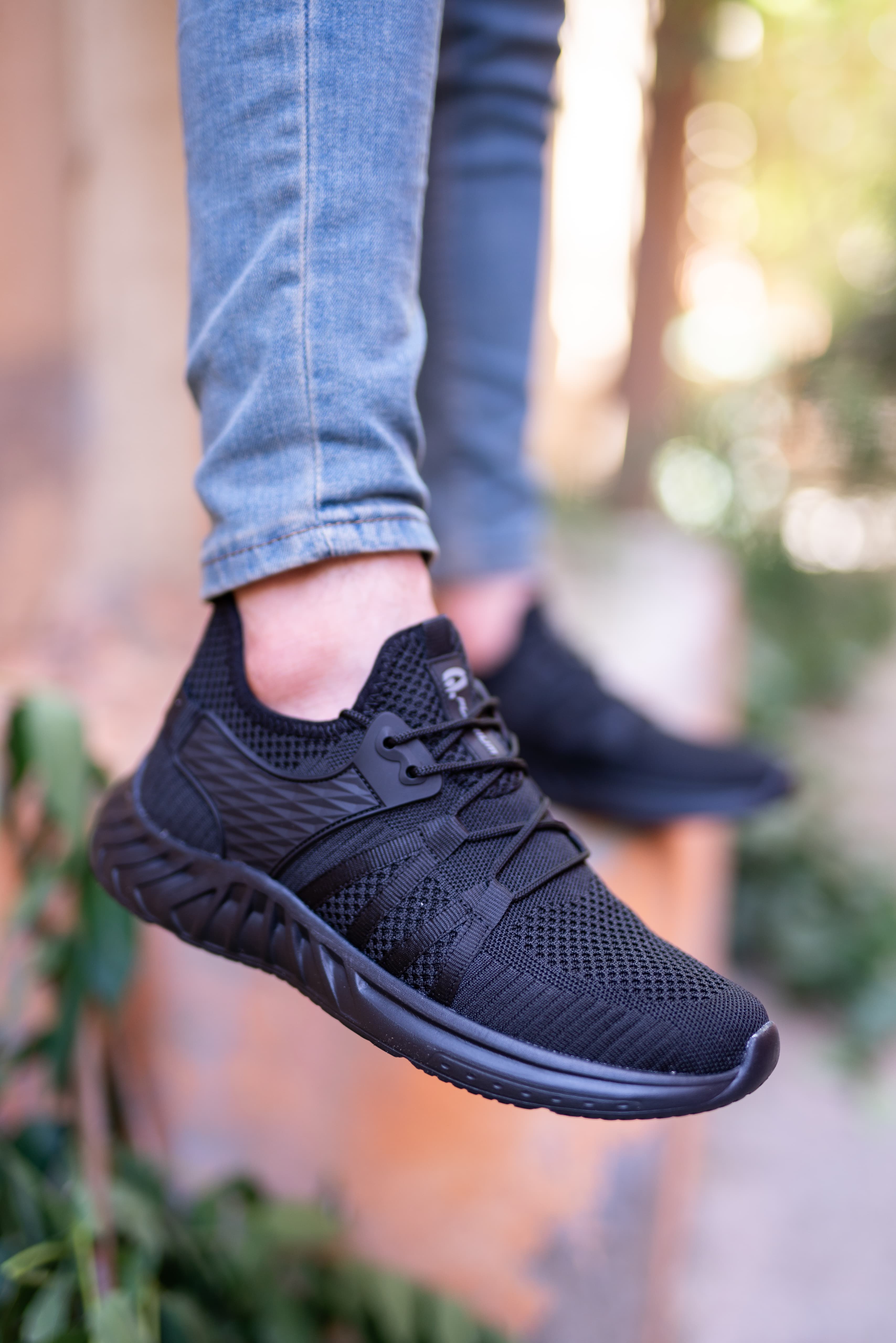 Siyah Siyah Erkek Plar Rahat Günlük Sneaker Wsb0958