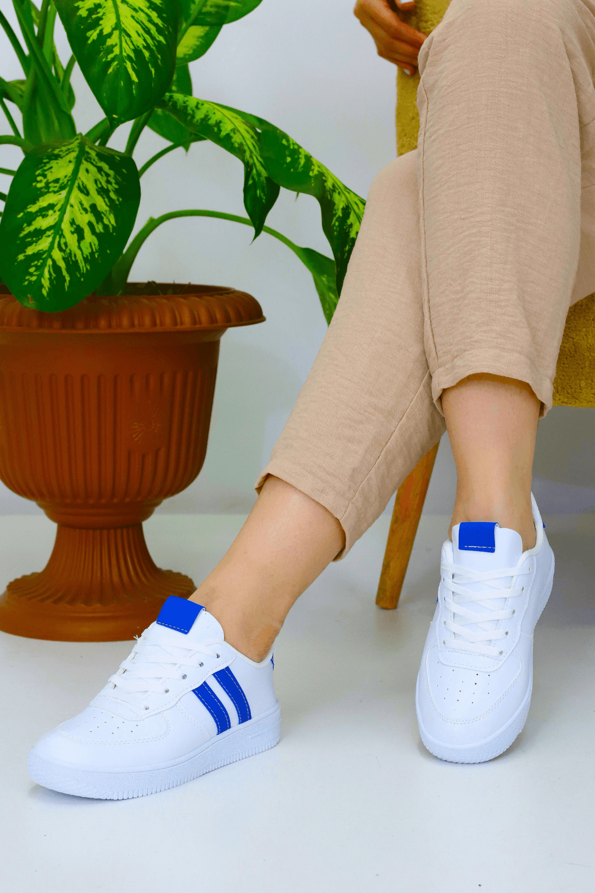 Unisex Mavi 2 Şerit Bağcıklı Günlük Spor Ayakkabı WSB4082