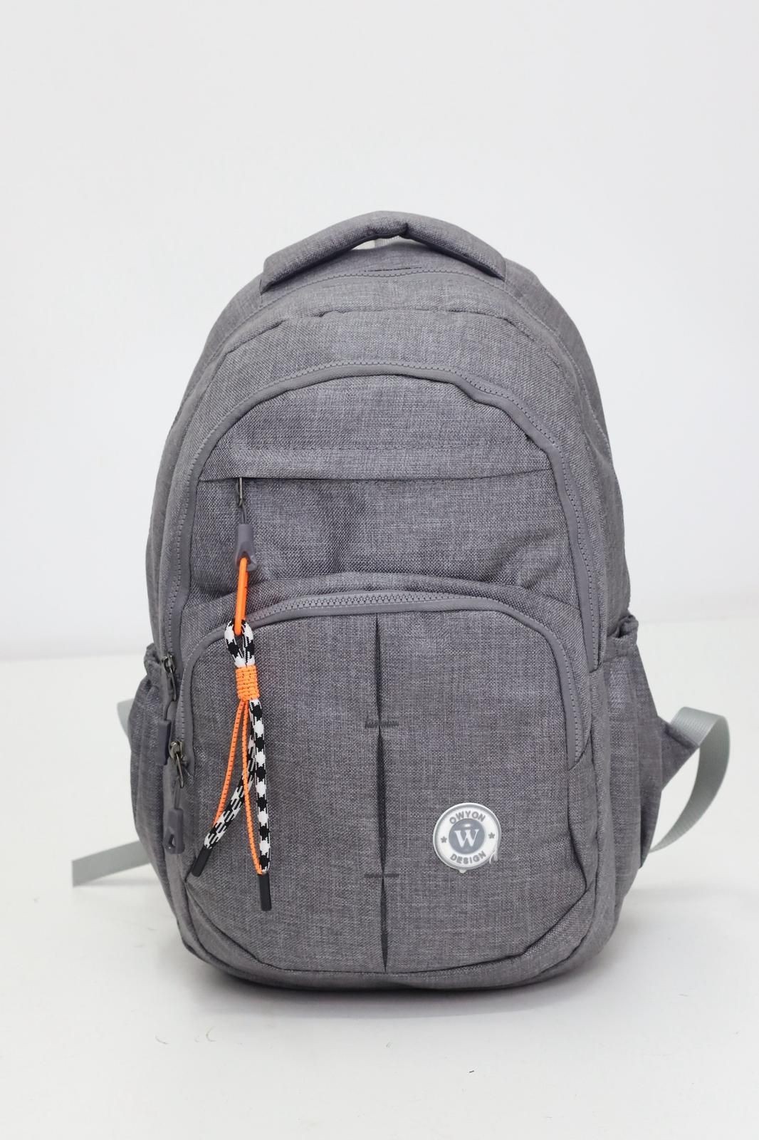 Gri Unisex Sıvı Geçirmez Kumaş  Günlük Sırt Okul Çantası WSB5044