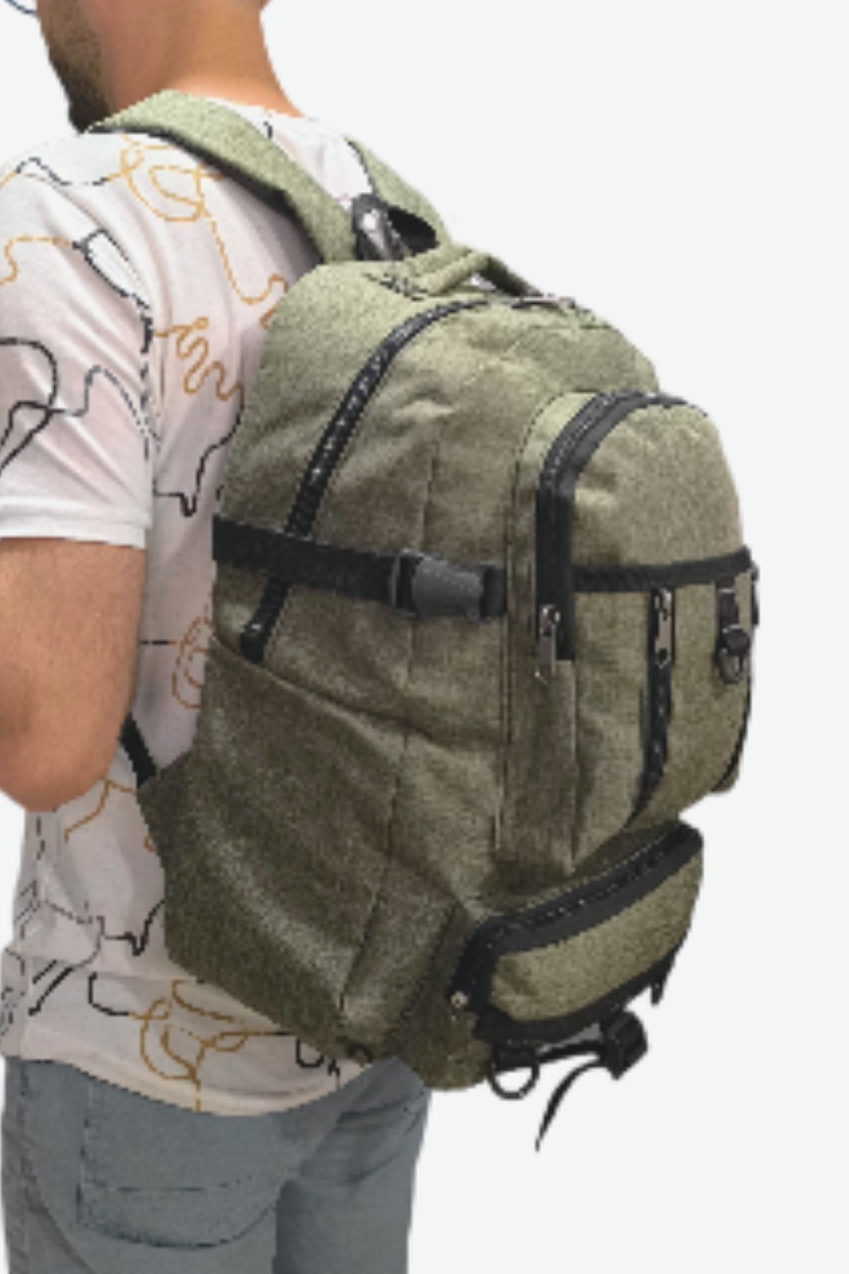 Yeşil Unisex Yarım Dağcı Seyehat Günlük Okul Sırt Çantası WSB5050