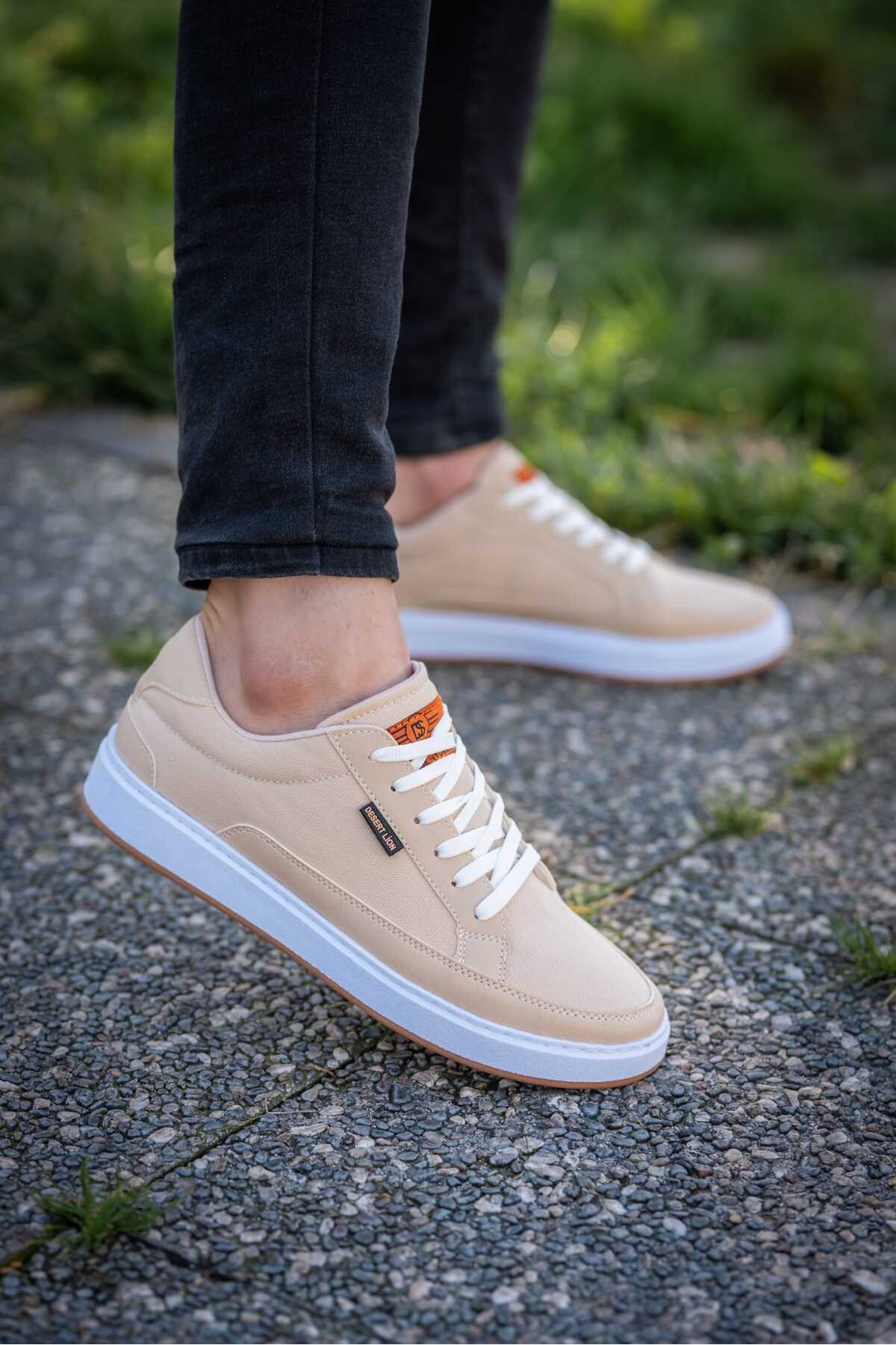 Bej Erkek Düz Taban Rahat Sneaker Ayakkabı Wsb0788