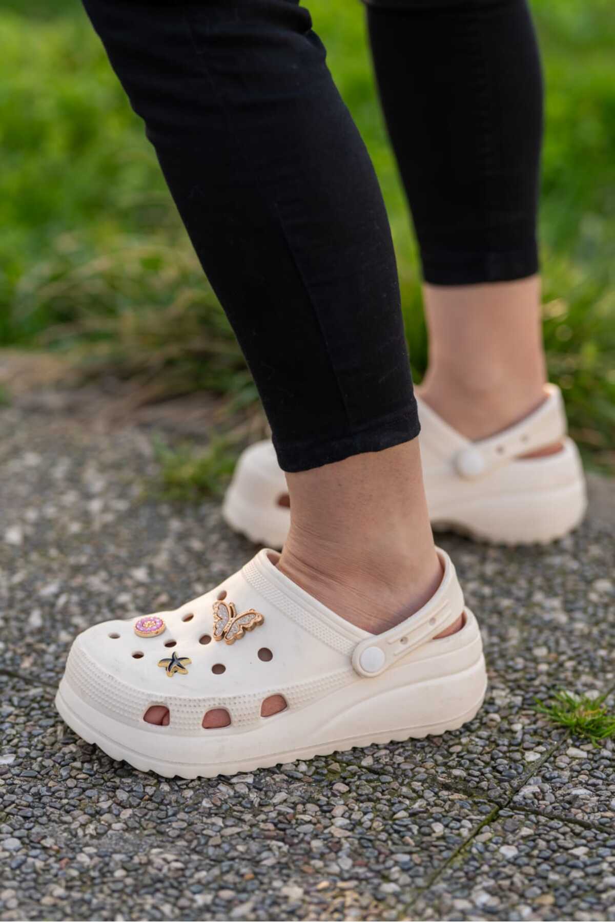 Bej Kadın Yüksek Tabanlı Sabo Taşlı Terlik Wsb0700