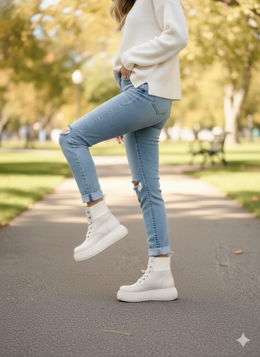 Kadın Bej Yüksek Taban Triko Su Geçirmez Postal Bot WSB1162