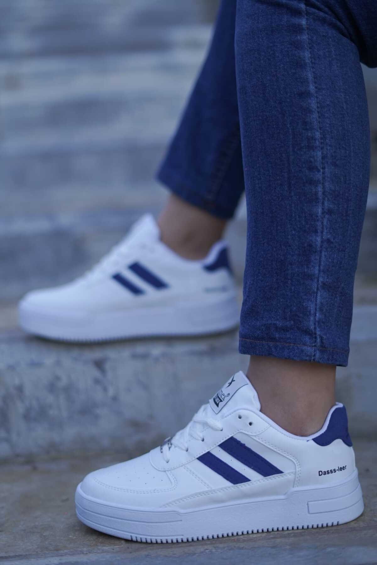 Beyaz Mavi Unisex 2 Şerit Rimex Rahat Günlük Sneaker Wsb0532