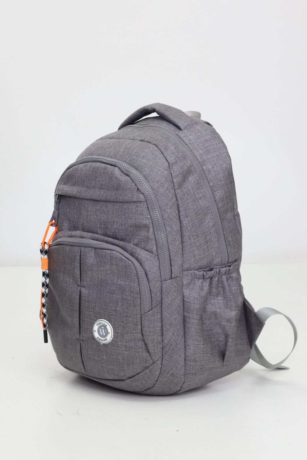 Gri Unisex Sıvı Geçirmez Kumaş  Günlük Sırt Okul Çantası WSB5044