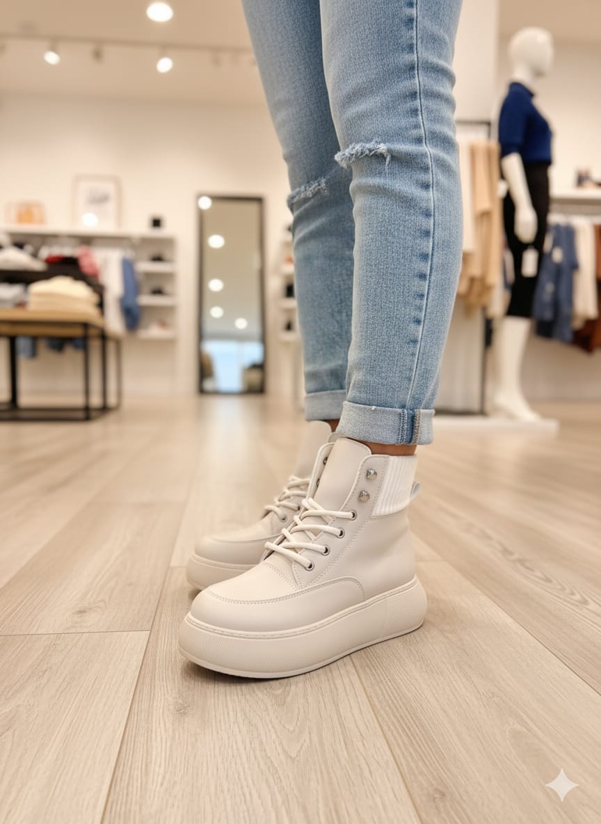 Kadın Bej Yüksek Taban Triko Su Geçirmez Postal Bot WSB1162