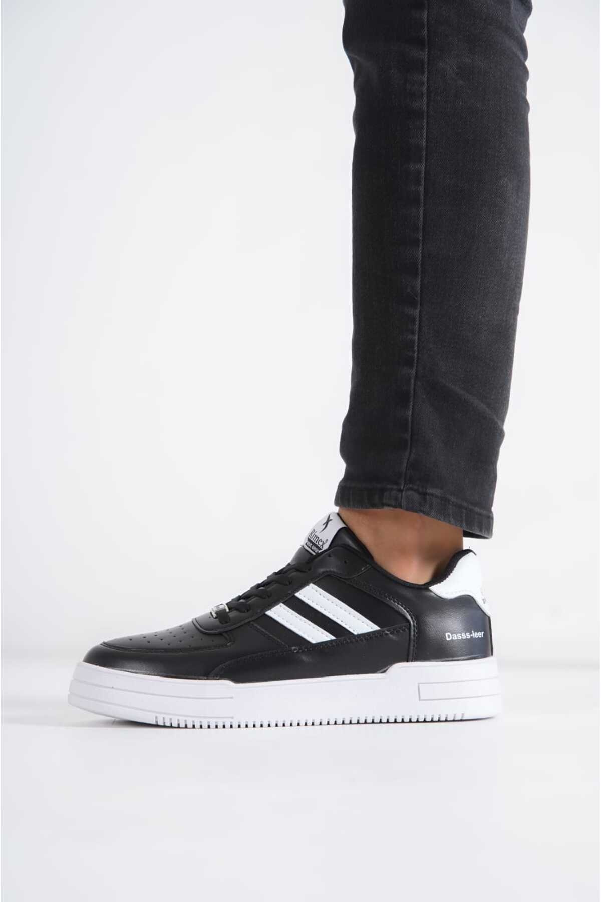 Siyah Beyaz Unisex 2 Şerit Rimex Rahat Günlük Sneaker Wsb0532