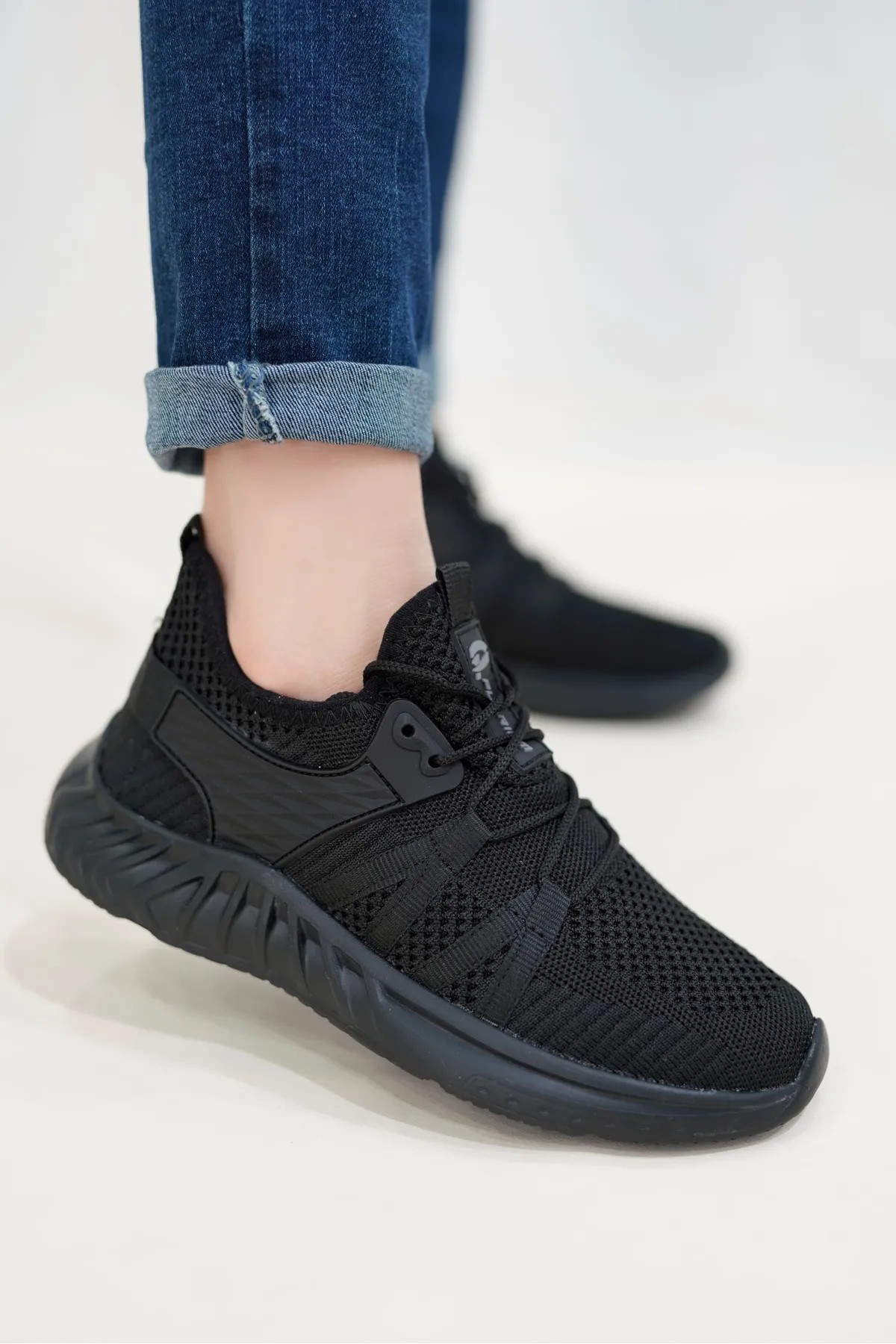 Siyah Siyah Erkek Plar Rahat Günlük Sneaker Wsb0958