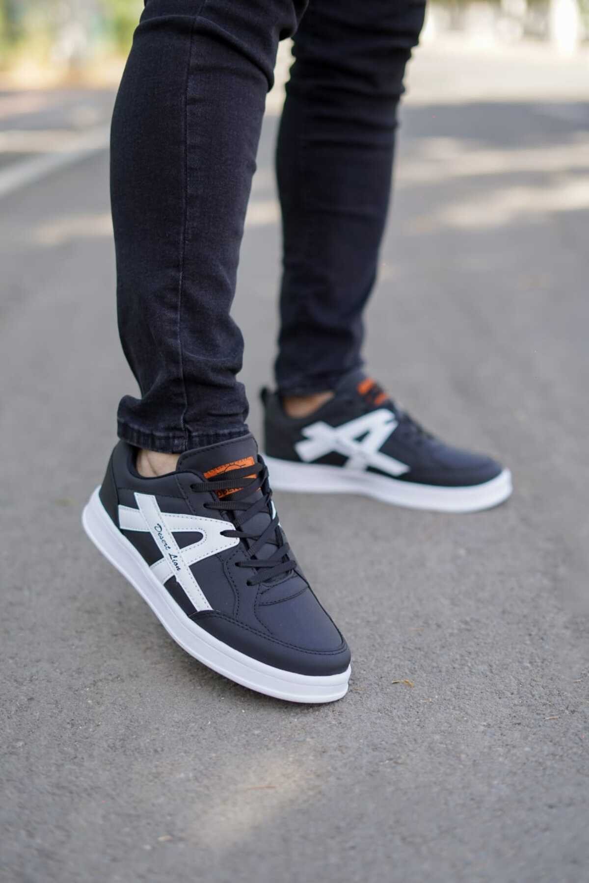 Siyah Beyaz Erkek Rahat A Günlük Sneaker Wsb0556