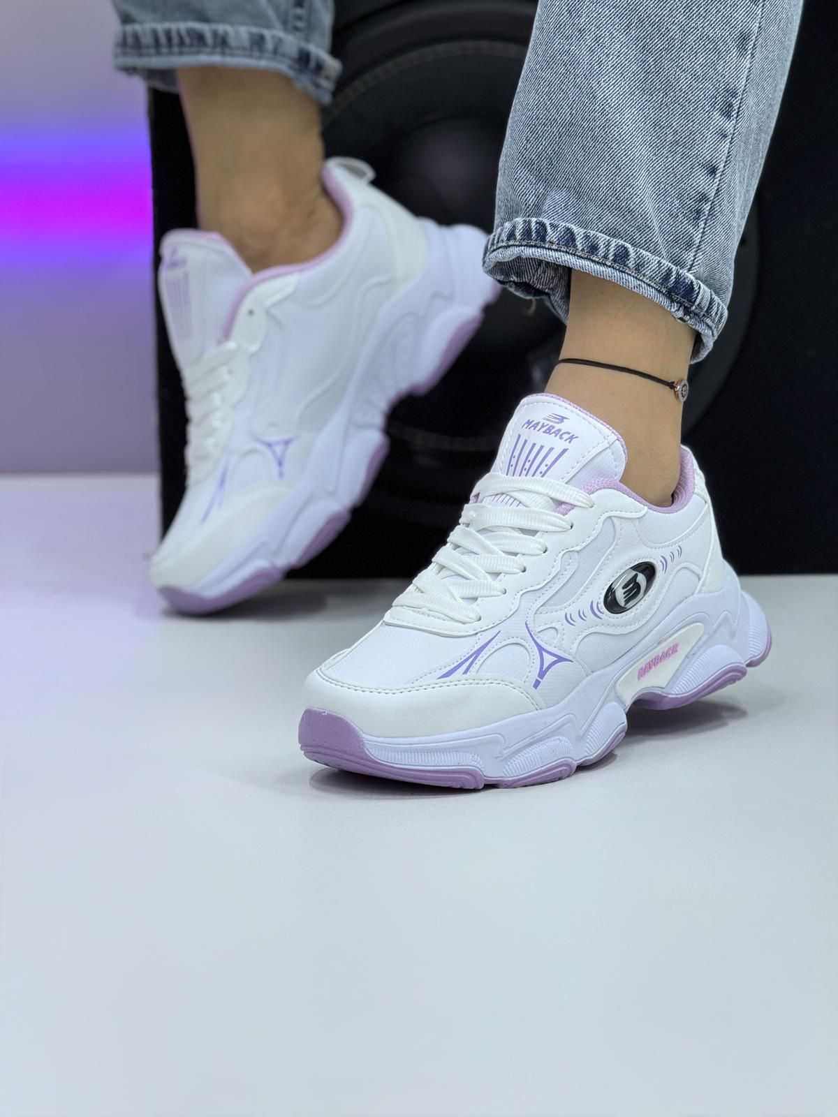 Kadın Beyaz Mor Su Geçirmez Günlük Spor Ayakkabı WSB4132