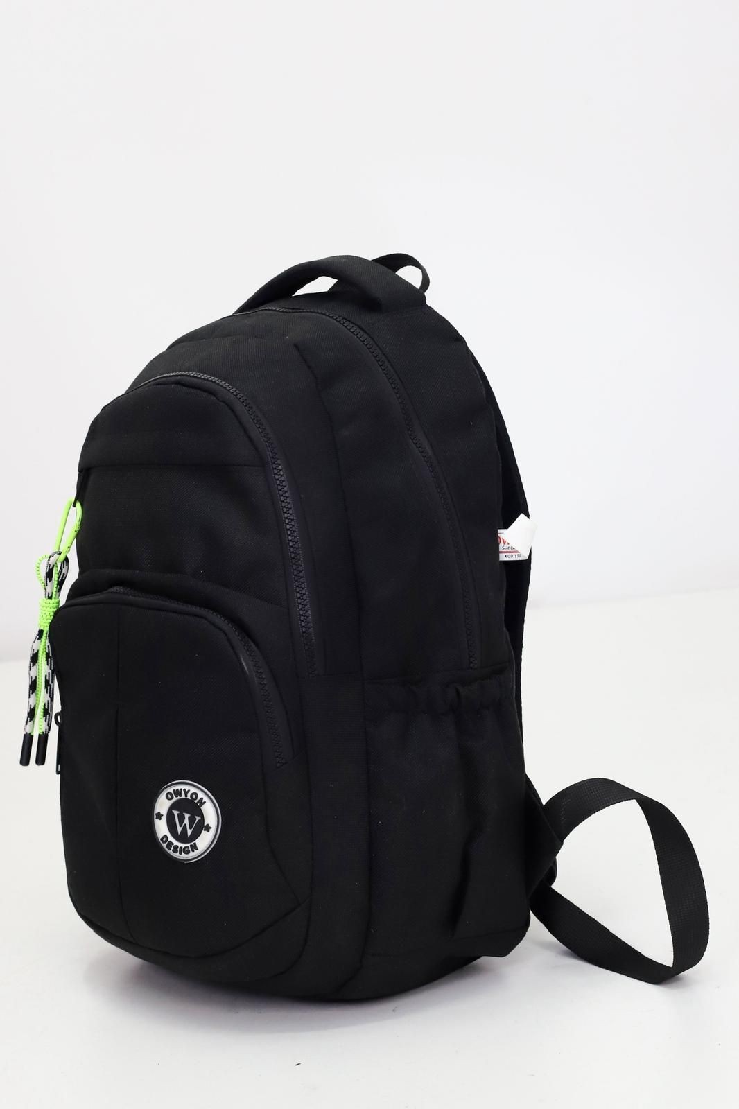 Siyah Unisex Sıvı Geçirmez Kumaş  Günlük Sırt Okul Çantası WSB5044