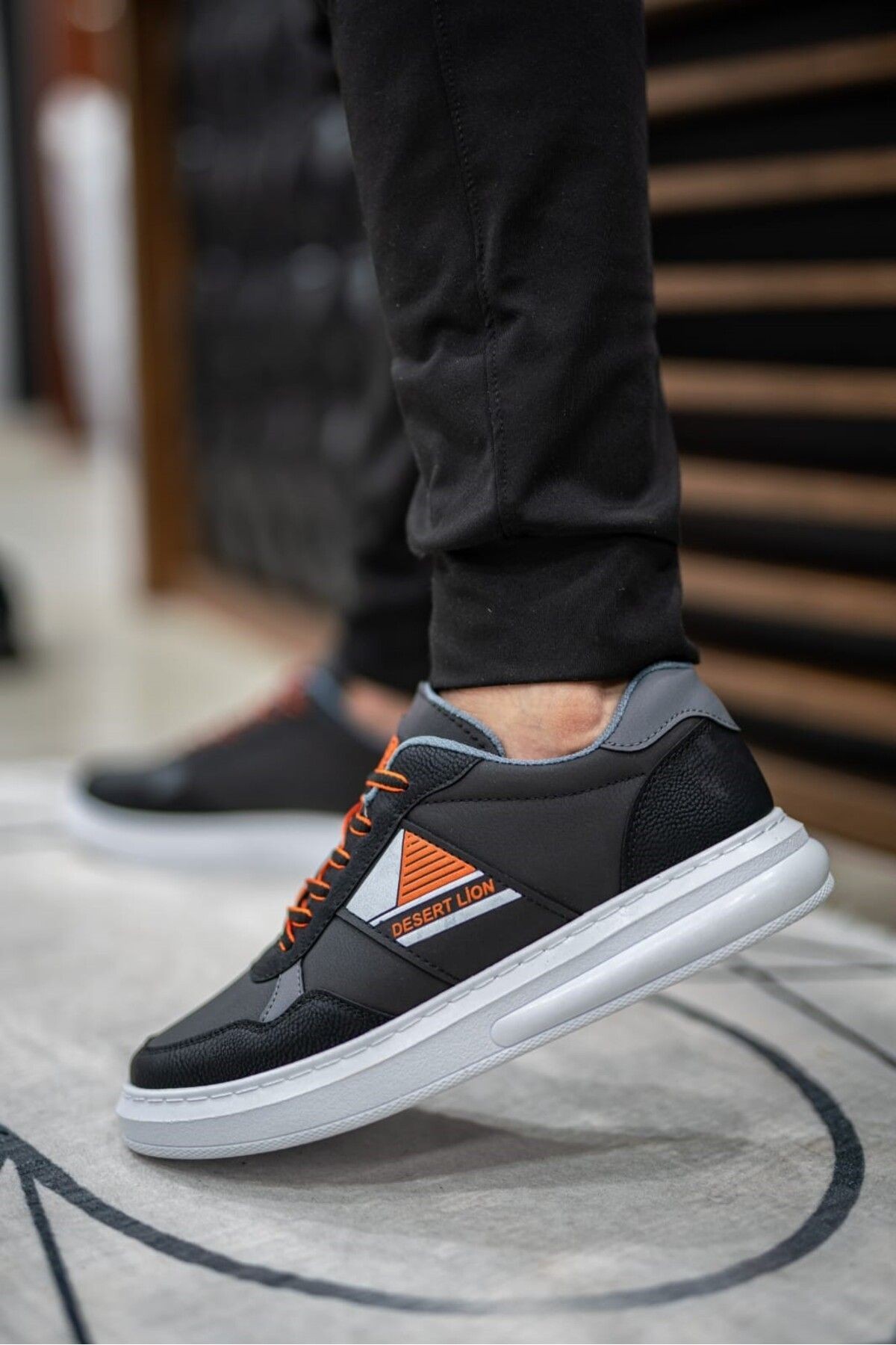Siyah Beyaz Erkek Bağcıklı Günlük Rahat Sneaker Wsb1072