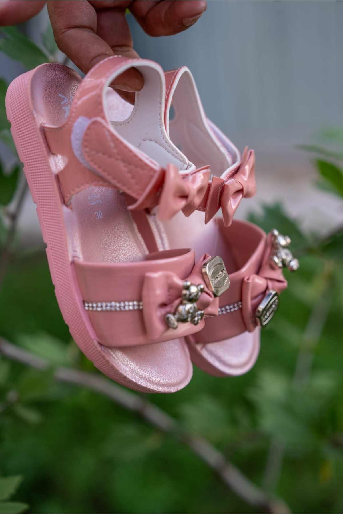 Pembe Kız Çocuk Ayıcık Kayışlı Günlük Kız Sandalet Wsb0930